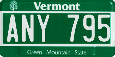 VT license plate ANY795