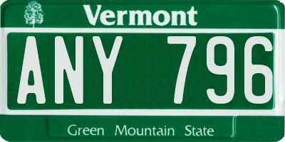 VT license plate ANY796