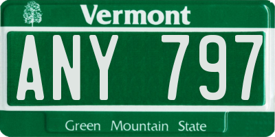 VT license plate ANY797