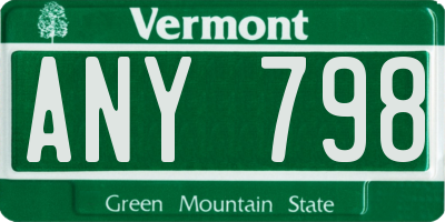 VT license plate ANY798