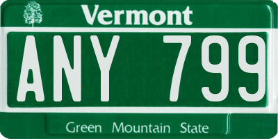 VT license plate ANY799