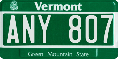 VT license plate ANY807