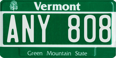 VT license plate ANY808