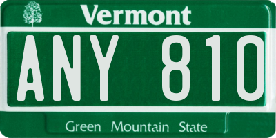 VT license plate ANY810