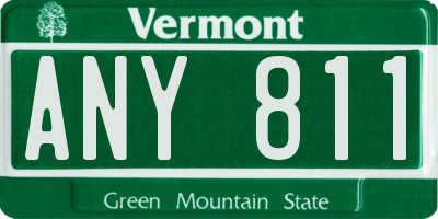 VT license plate ANY811