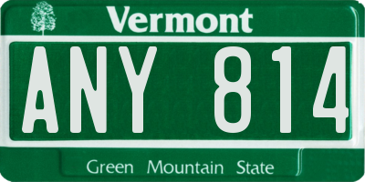 VT license plate ANY814