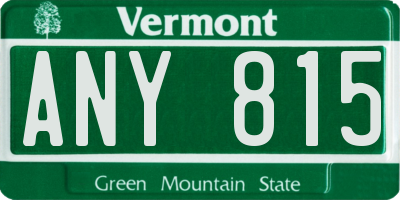 VT license plate ANY815