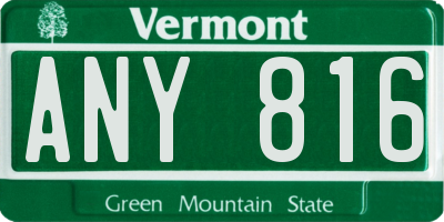 VT license plate ANY816