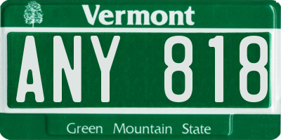 VT license plate ANY818
