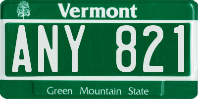 VT license plate ANY821