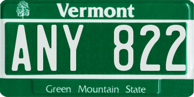 VT license plate ANY822