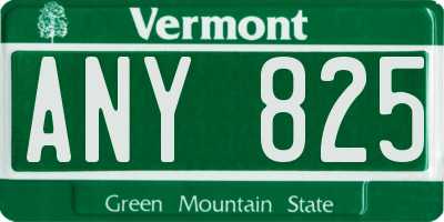 VT license plate ANY825