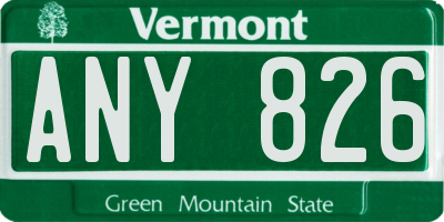 VT license plate ANY826