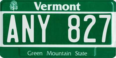 VT license plate ANY827