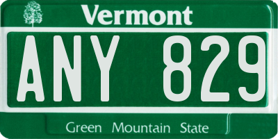 VT license plate ANY829