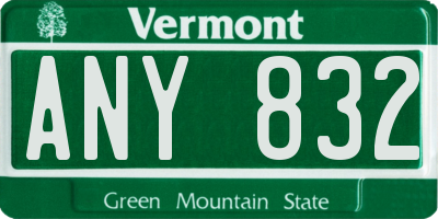 VT license plate ANY832