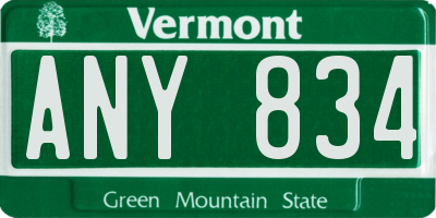 VT license plate ANY834