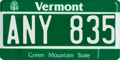 VT license plate ANY835