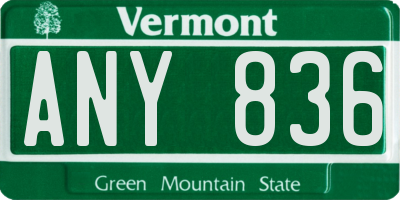 VT license plate ANY836