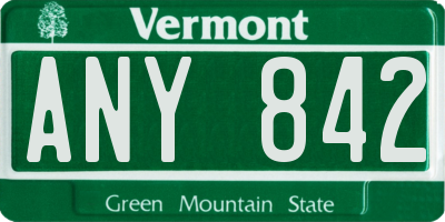 VT license plate ANY842
