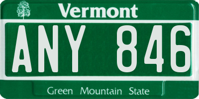 VT license plate ANY846