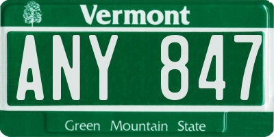 VT license plate ANY847