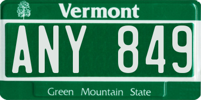 VT license plate ANY849