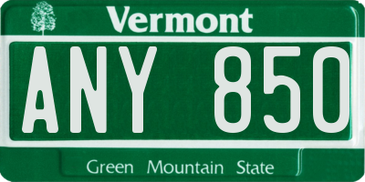 VT license plate ANY850