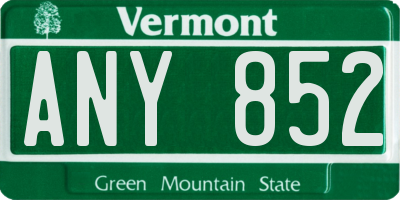 VT license plate ANY852