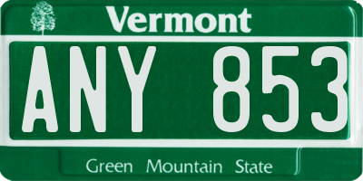 VT license plate ANY853
