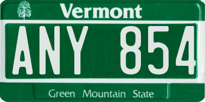 VT license plate ANY854