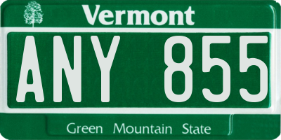 VT license plate ANY855
