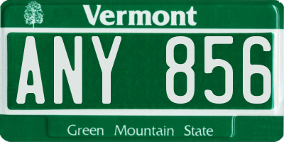VT license plate ANY856