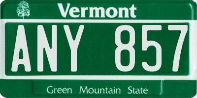 VT license plate ANY857