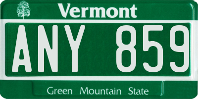 VT license plate ANY859
