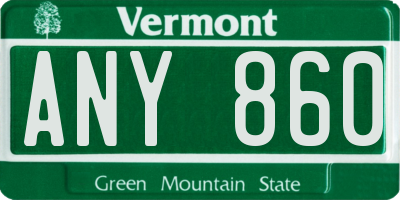 VT license plate ANY860