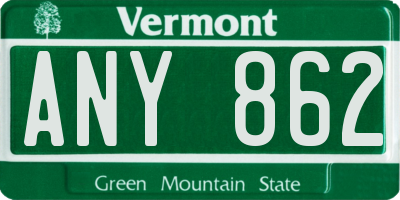 VT license plate ANY862