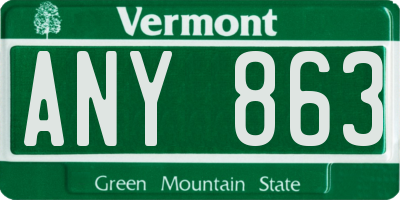 VT license plate ANY863