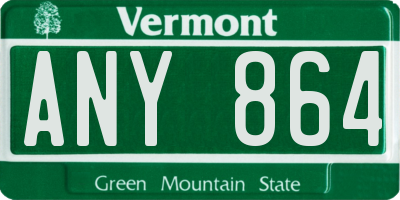 VT license plate ANY864