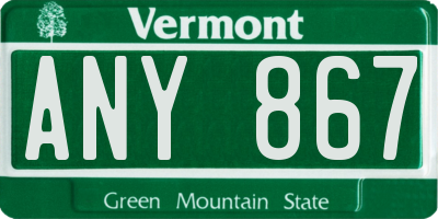 VT license plate ANY867