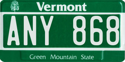 VT license plate ANY868