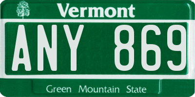 VT license plate ANY869