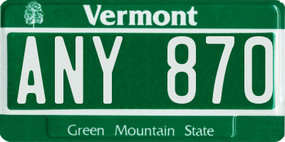 VT license plate ANY870