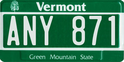 VT license plate ANY871