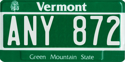 VT license plate ANY872