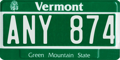 VT license plate ANY874