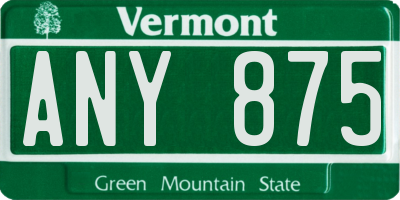 VT license plate ANY875
