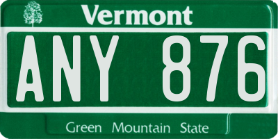 VT license plate ANY876