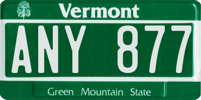 VT license plate ANY877