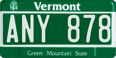 VT license plate ANY878